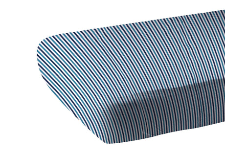 Blue and White Stripe Bamboo Crib Sheet-1