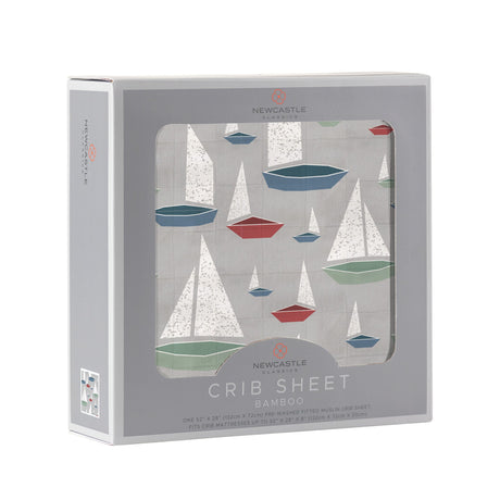 Marina Sailboats Bamboo Muslin Crib Sheet-2