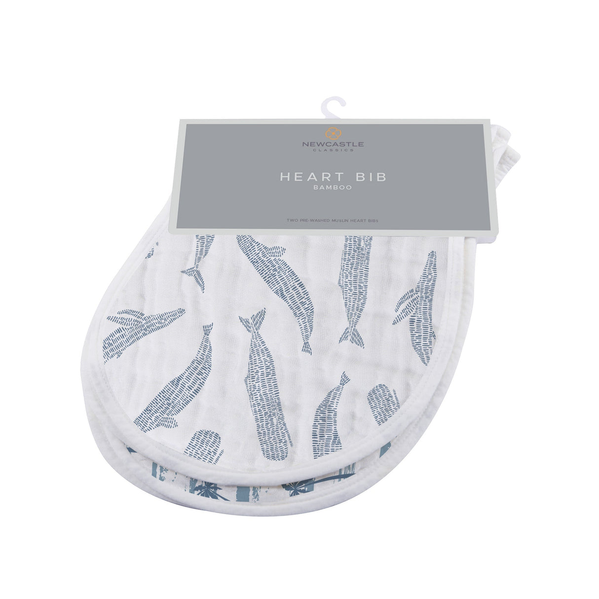 Heart Bib 2PK | Bamboo Muslin | Ocean Tides-0