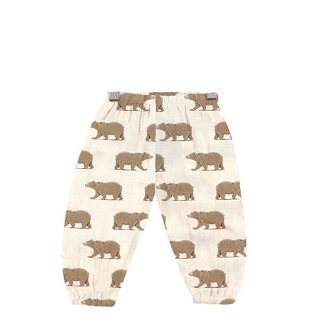 Pants with bear pattern on a white background