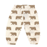 Baby pants with bear pattern on a white background