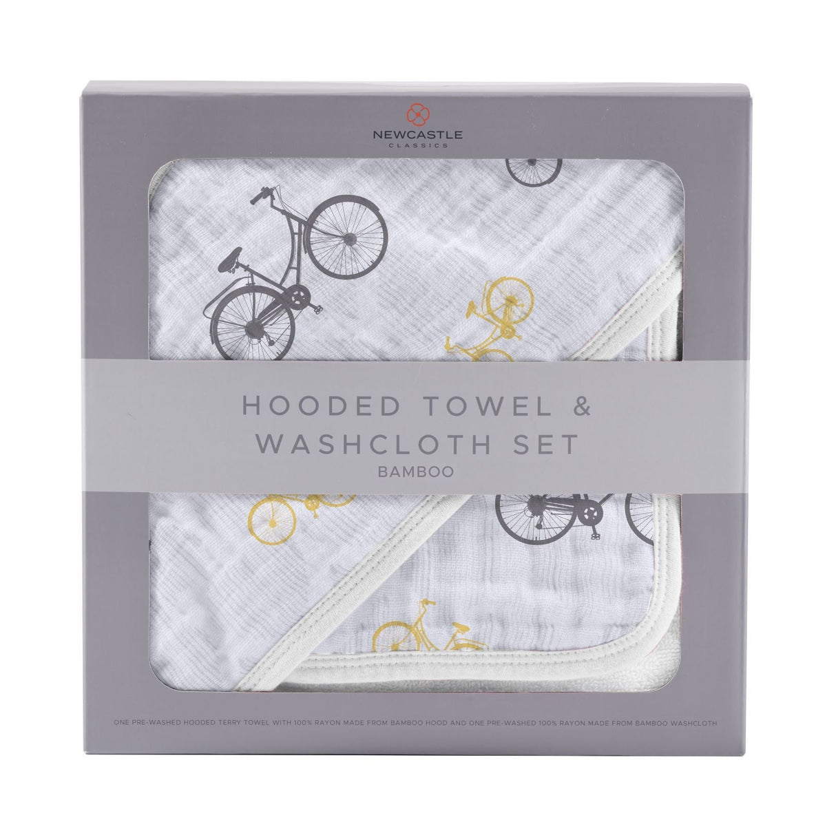 Vintage Bicycle Bamboo Muslin Hooded Towel and Washcloth Set-0