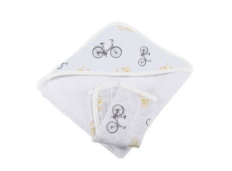 Vintage Bicycle Bamboo Muslin Hooded Towel and Washcloth Set-2