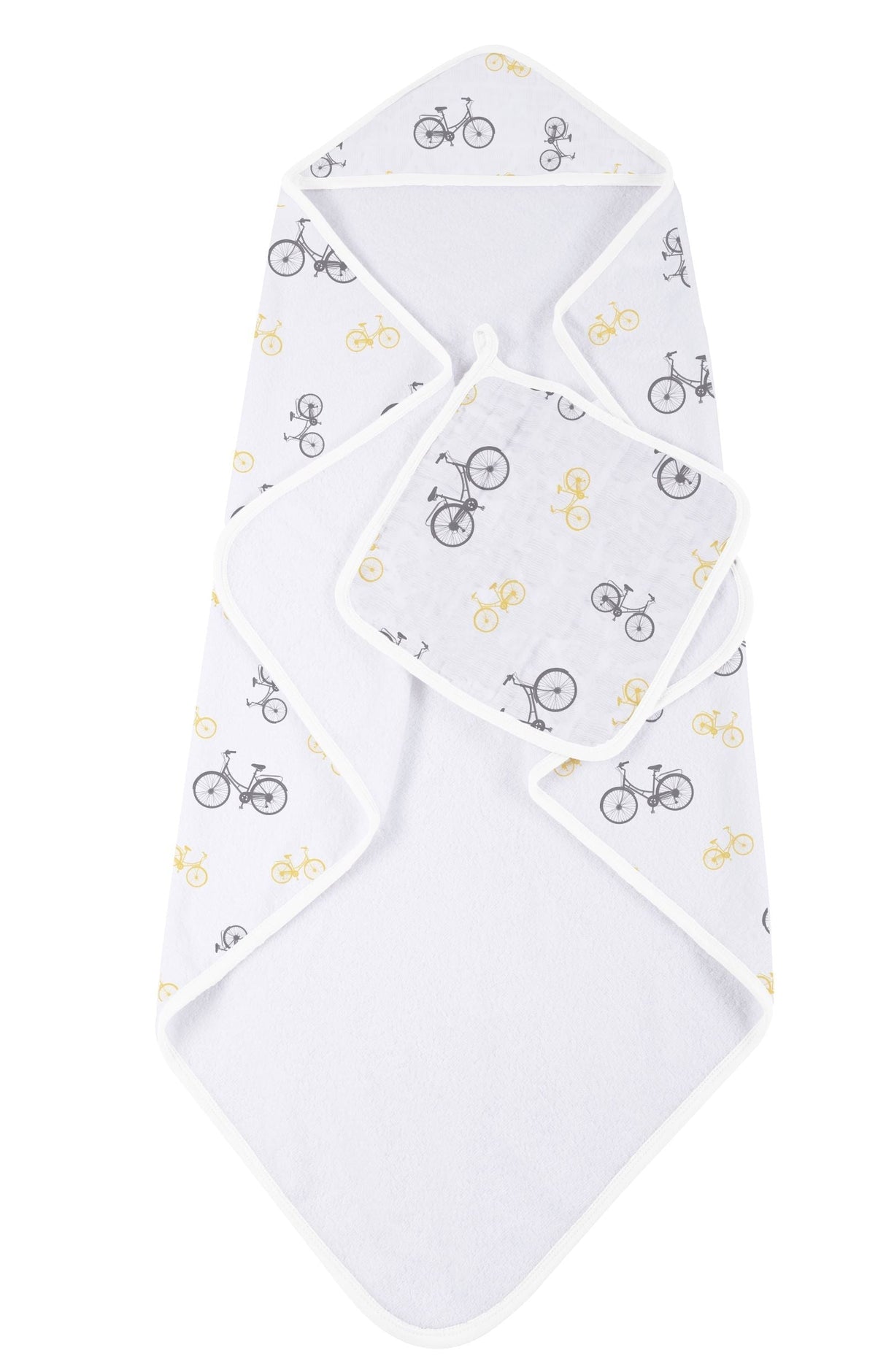 Vintage Bicycle Bamboo Muslin Hooded Towel and Washcloth Set-1