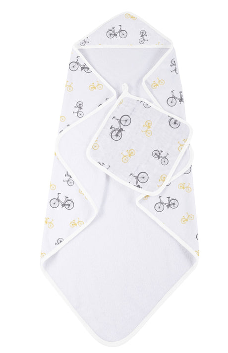 Vintage Bicycle Bamboo Muslin Hooded Towel and Washcloth Set-1
