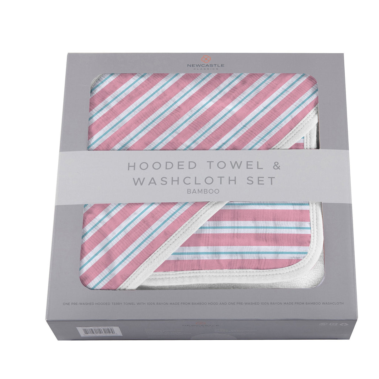 Candy Stripe Bamboo Hooded Towel and Washcloth Set-4