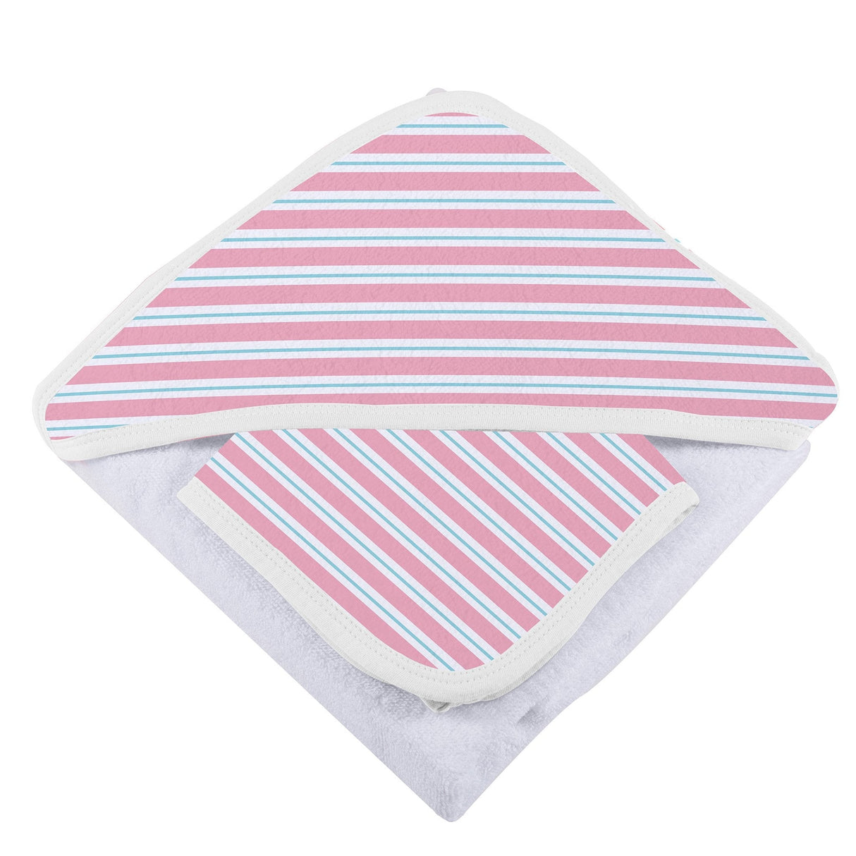 Candy Stripe Bamboo Hooded Towel and Washcloth Set-3