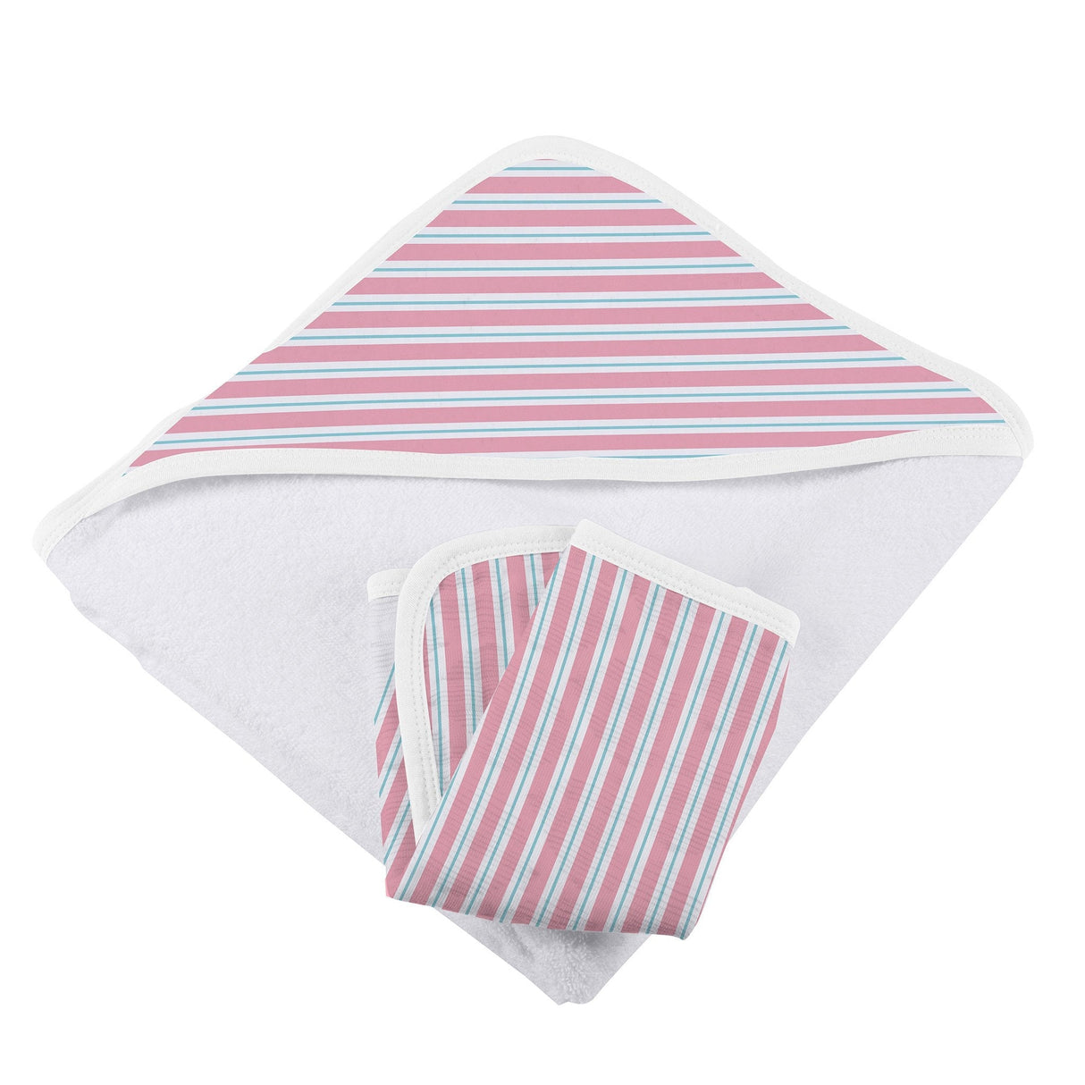 Candy Stripe Bamboo Hooded Towel and Washcloth Set-2