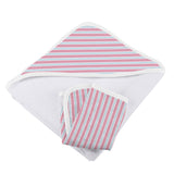 Candy Stripe Bamboo Hooded Towel and Washcloth Set-2