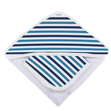 Blue and White Stripe Bamboo Hooded Towel and Washcloth Set-3