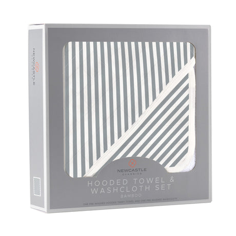 Finley Stripe Bamboo Hooded Towel and Washcloth Set-3
