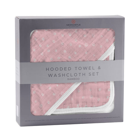Pink Pearl Polka Dot Hooded Towel and Washcloth Set-3
