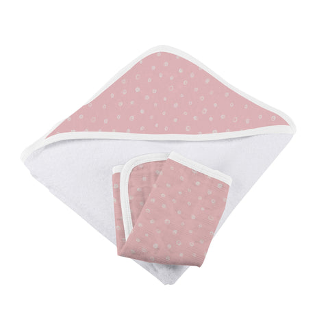 Pink Pearl Polka Dot Hooded Towel and Washcloth Set-2