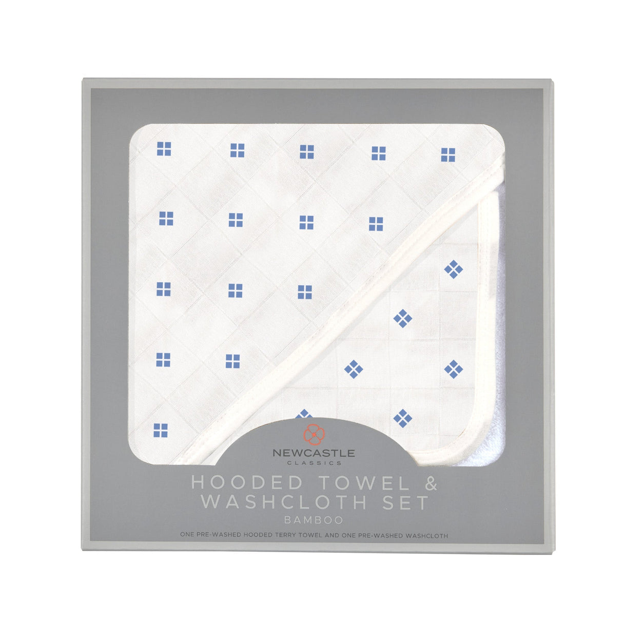 Periwinkle Diamond Polka Dot Bamboo Hooded Towel and Washcloth Set-1