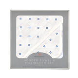 Periwinkle Diamond Polka Dot Bamboo Hooded Towel and Washcloth Set-1