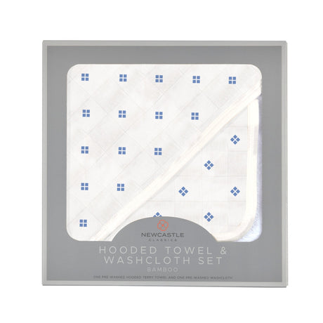 Periwinkle Diamond Polka Dot Bamboo Hooded Towel and Washcloth Set-1