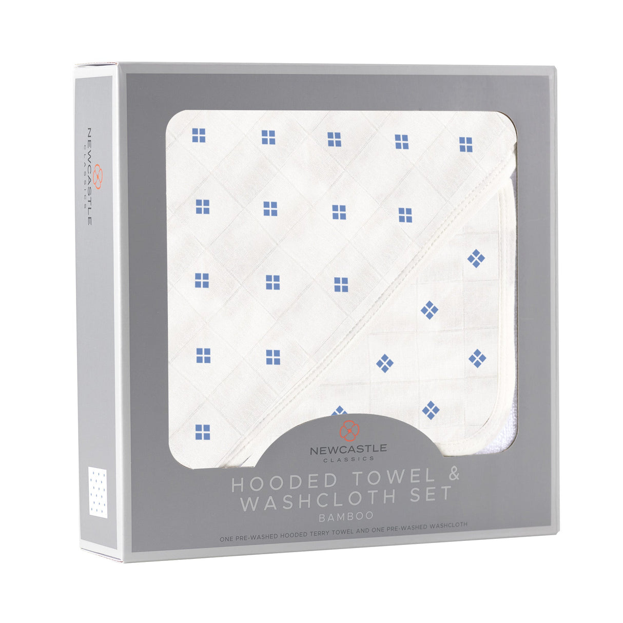 Periwinkle Diamond Polka Dot Bamboo Hooded Towel and Washcloth Set-2