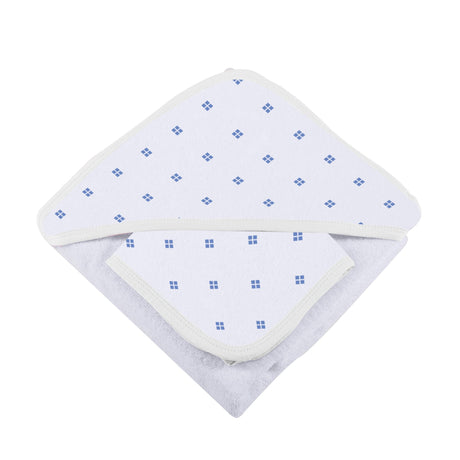 Periwinkle Diamond Polka Dot Bamboo Hooded Towel and Washcloth Set-4
