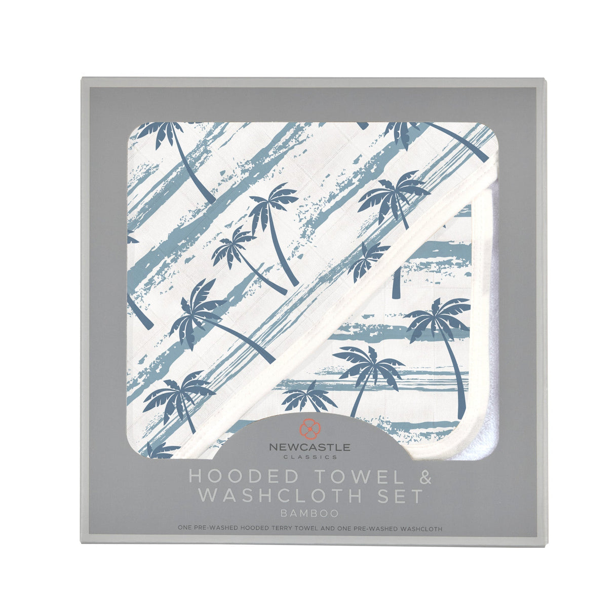 Ocean Palm Trees Bamboo Hooded Towel and Washcloth Set-0