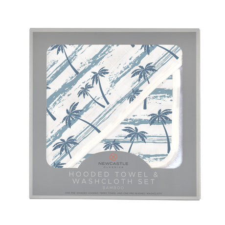 Ocean Palm Trees Bamboo Hooded Towel and Washcloth Set-0