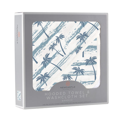 Ocean Palm Trees Bamboo Hooded Towel and Washcloth Set-4