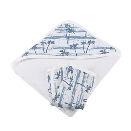Ocean Palm Trees Bamboo Hooded Towel and Washcloth Set-2