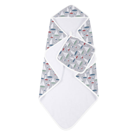Marina Sailboats Bamboo Hooded Towel and Washcloth Set-1