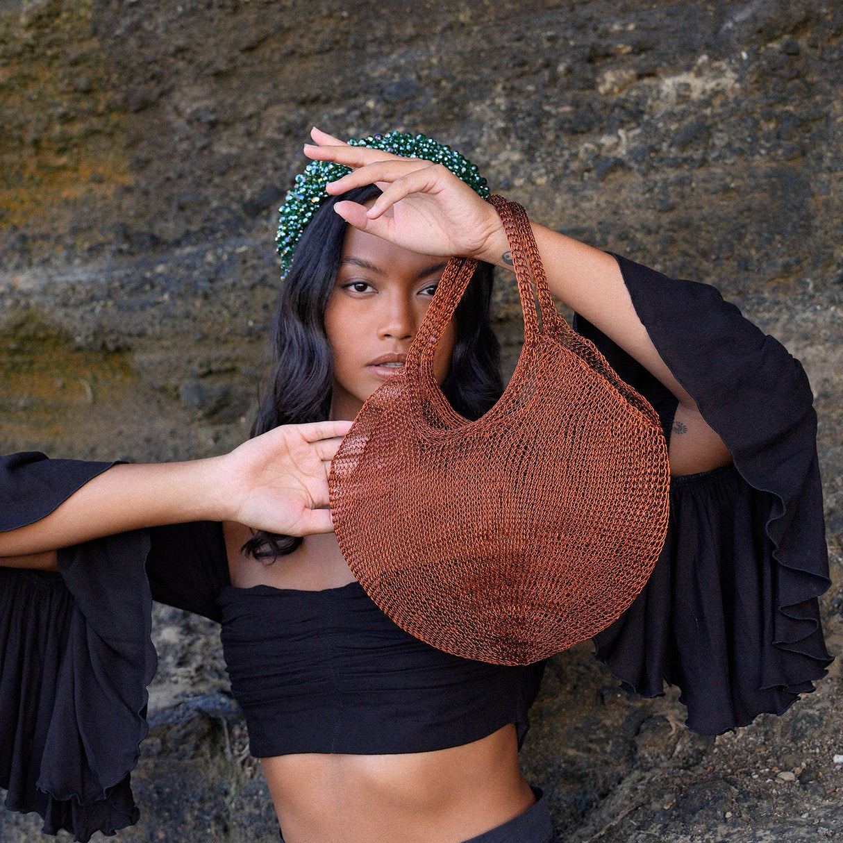 Mesh Wire Tote Bag in Copper - Sumiye Co