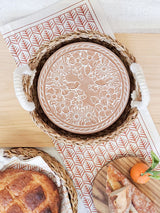 Bread Warmer & Basket Gift Set with Tea Towel - Garden Round-3