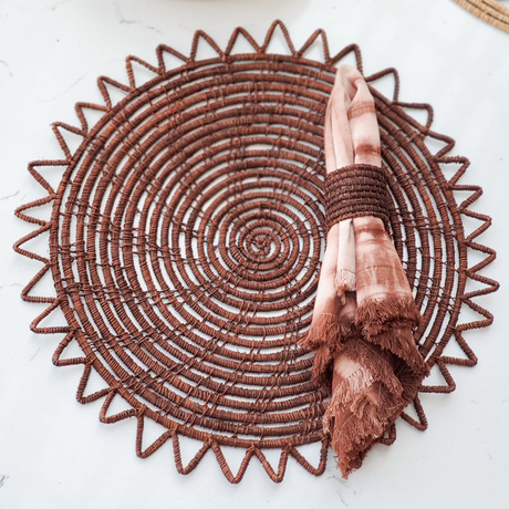 Surya Woven Palm Fiber Placemat - Brown (Set of 2) - Sumiye Co
