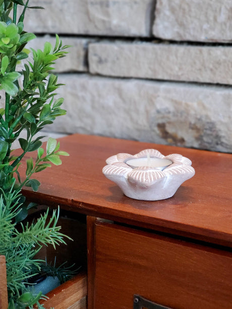 Tea Light Candle Holder | Terracotta Flower-2