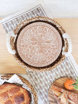 Bread Warmer & Basket Gift Set with Tea Towel - Garden Round-4