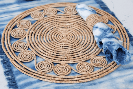 Woven Palm Fiber Napkin Ring - Natural (Set of 4) - Sumiye Co