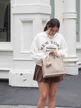 Gift & Market Tote Bag | Pompom (10” H x 12.5”W x 6”D)-2