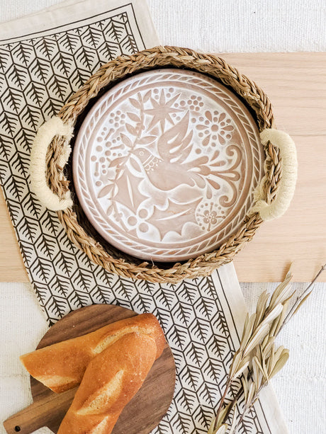 Bread Warmer & Basket Gift Set with Tea Towel - Bird Round-1