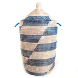 Large Storage Basket 28" x 16"- Blue Stripe - Sumiye Co