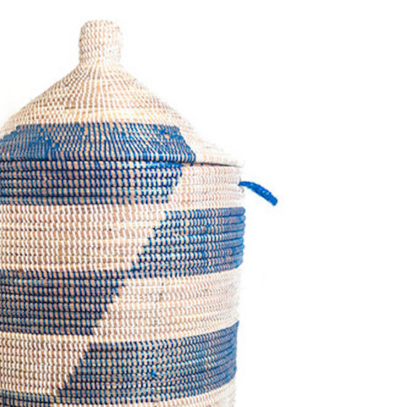 Large Storage Basket 28" x 16"- Blue Stripe - Sumiye Co