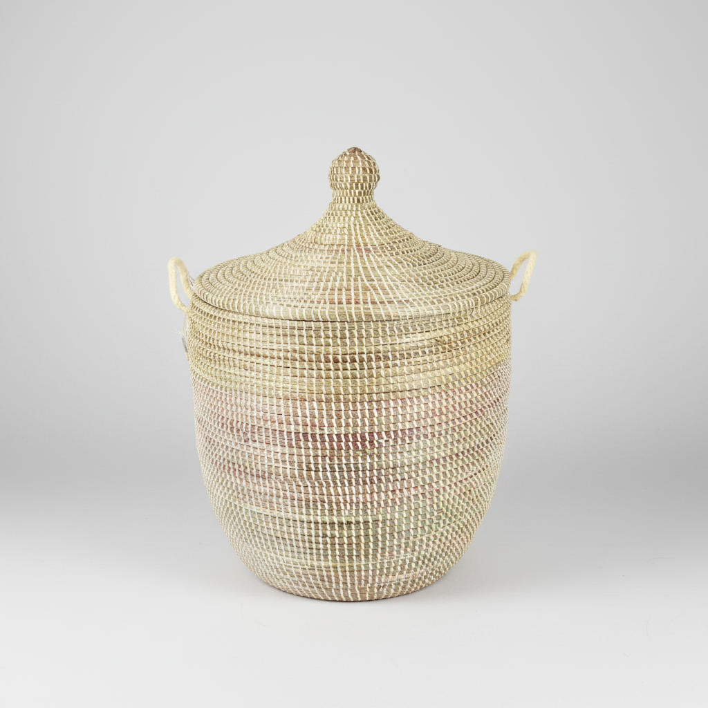 Cesta mediana de dos tonos: natural y blanca