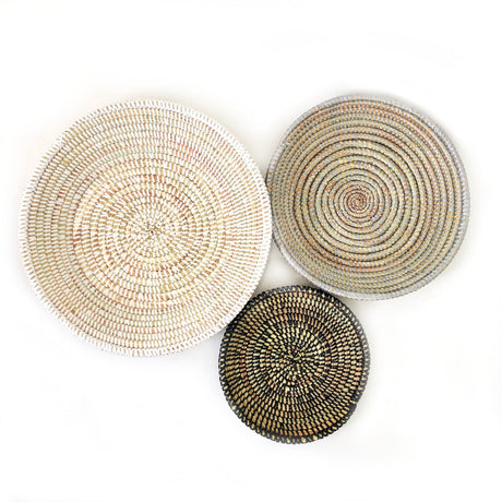 Tabletop Basket Bowl Set - Black/ Grey/ White - Sumiye Co