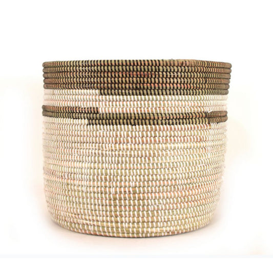 Black and White Stripe Basket - Large 15" x 12"