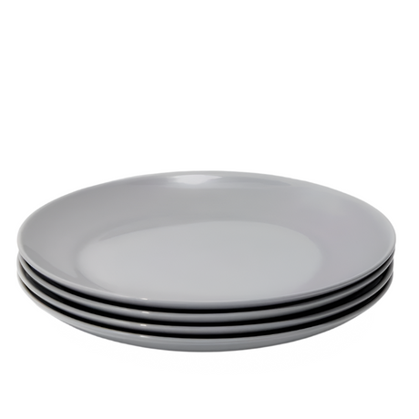 Stack of gray plates on a white background