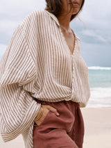 Sade Top - Burgundy Stripes - Sumiye Co