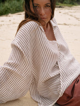 Sade Top - Burgundy Stripes - Sumiye Co