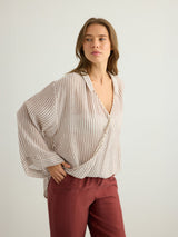 Sade Top - Burgundy Stripes - Sumiye Co