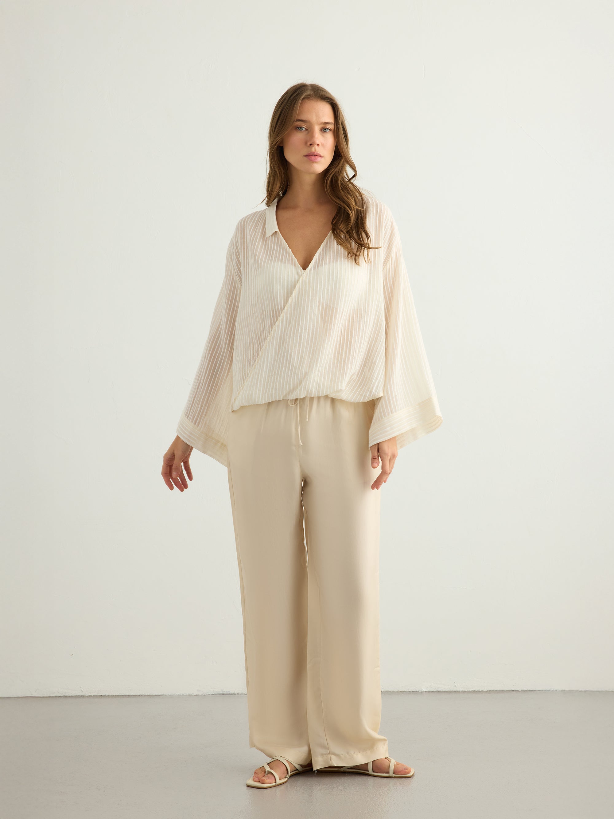 Sade Top - White Stripes - Sumiye Co