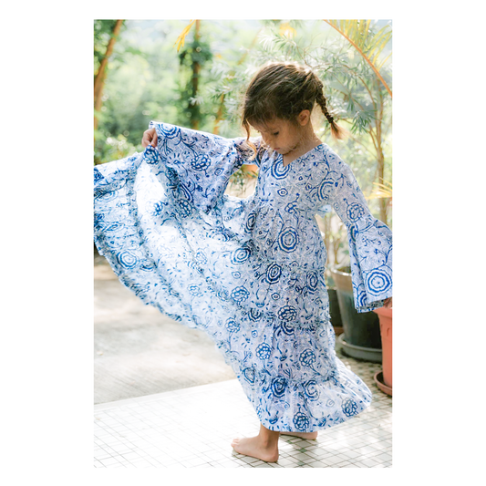 Girls Dress | Blue Floral - Sumiye Co