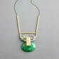 Pendant Necklace | Emerald Agate + Rhinestones
