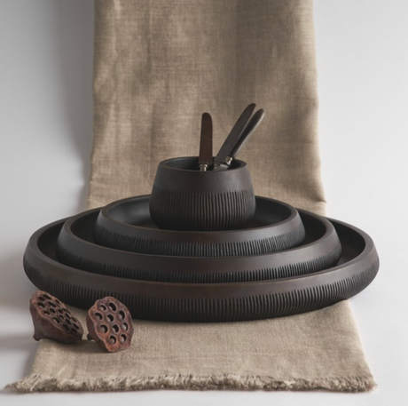 Hand-Carved Mango Wood Large Tray - Sumiye Co