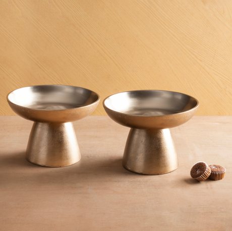 Antique Brass Small Pedestals Set of 2 - Sumiye Co