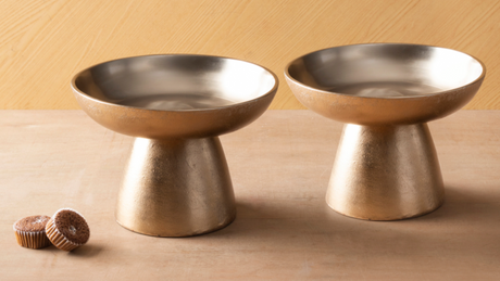 Antique Brass Small Pedestals Set of 2 - Sumiye Co